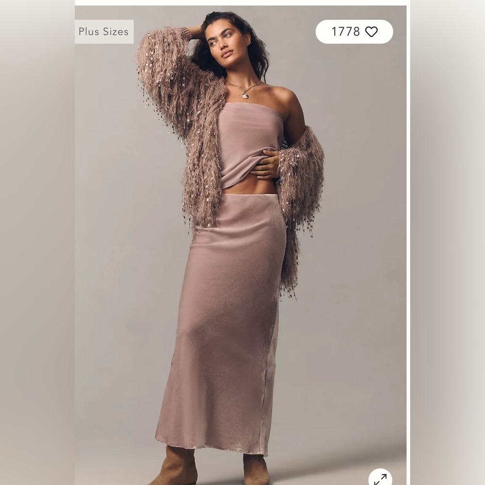 Anthropologie THE TILDA STRAPLESS TOP AND MAXI SLIP SKIRT: VELVET EDITION